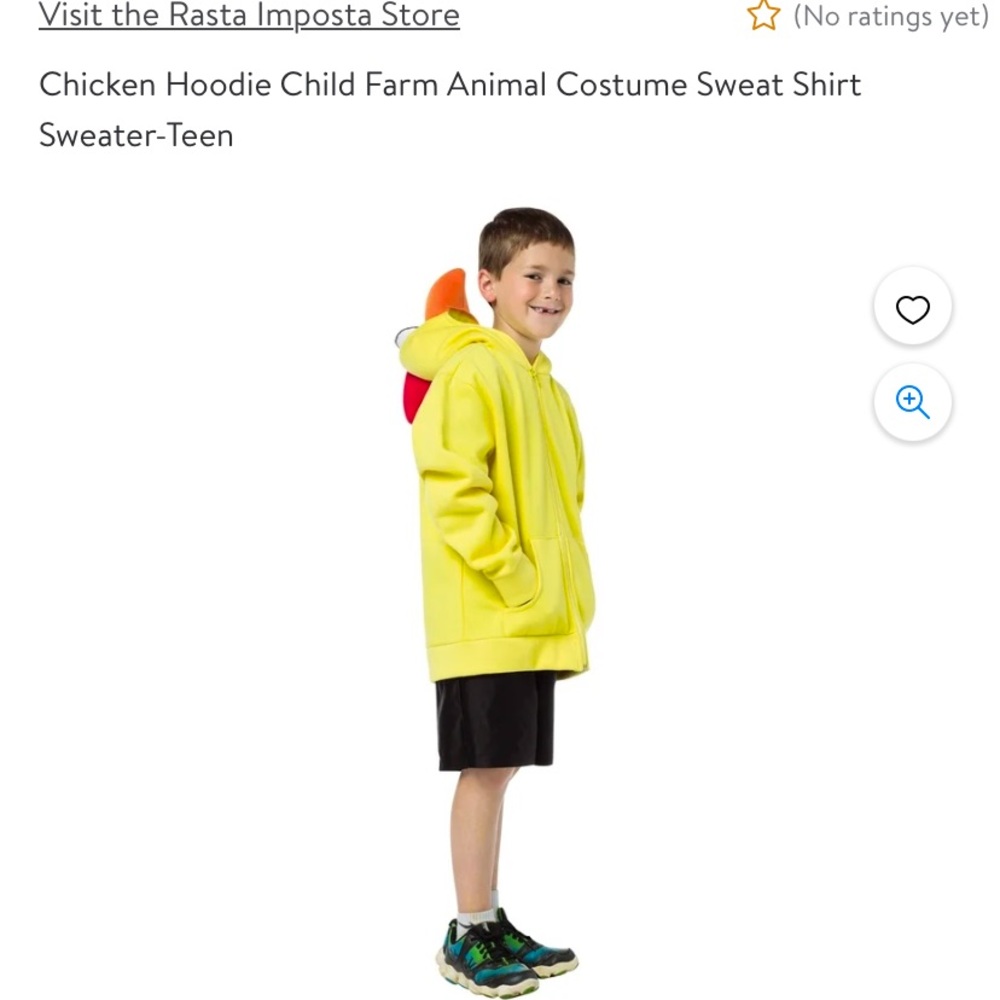 Chicken Hoodie Child Farm Animal Costume Sweater Shirt Sweater Teen NWOT